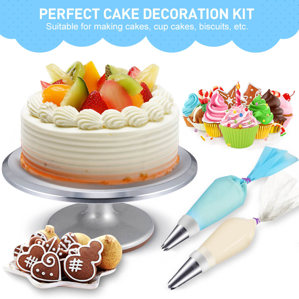 106pcs Baking Cake Accessories Tools Wt Cake Turntable Baking Kit Icing  Piping Set Alat Menghias Kek Nozzle Scrapper Spa | Shopee Malaysia