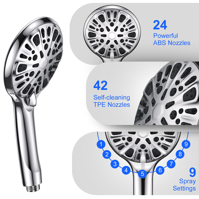 Handheld Shower Head Hand Shower Rain Shower Head with 9 Spray Modes